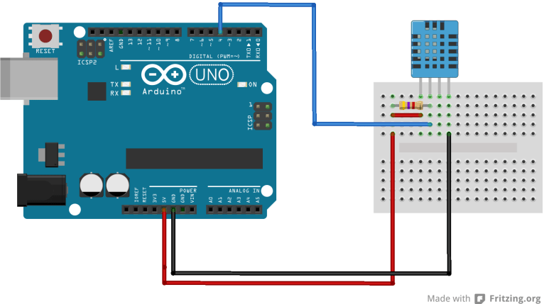 Arduino and DHT11 connections