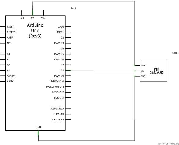 arduino and PIR schematic