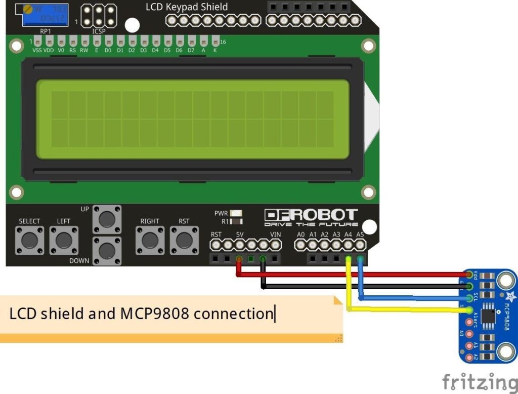 arduino lcd shield and mcp9808
