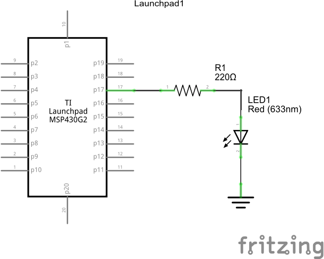 msp430g2 and led example